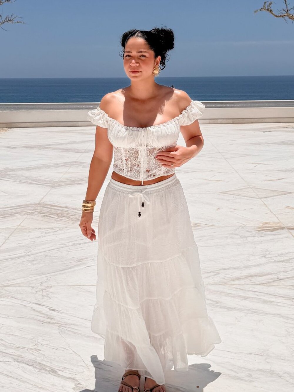 White Crinkle Tiered Maxi Skirt – Feminine Summer Skirt